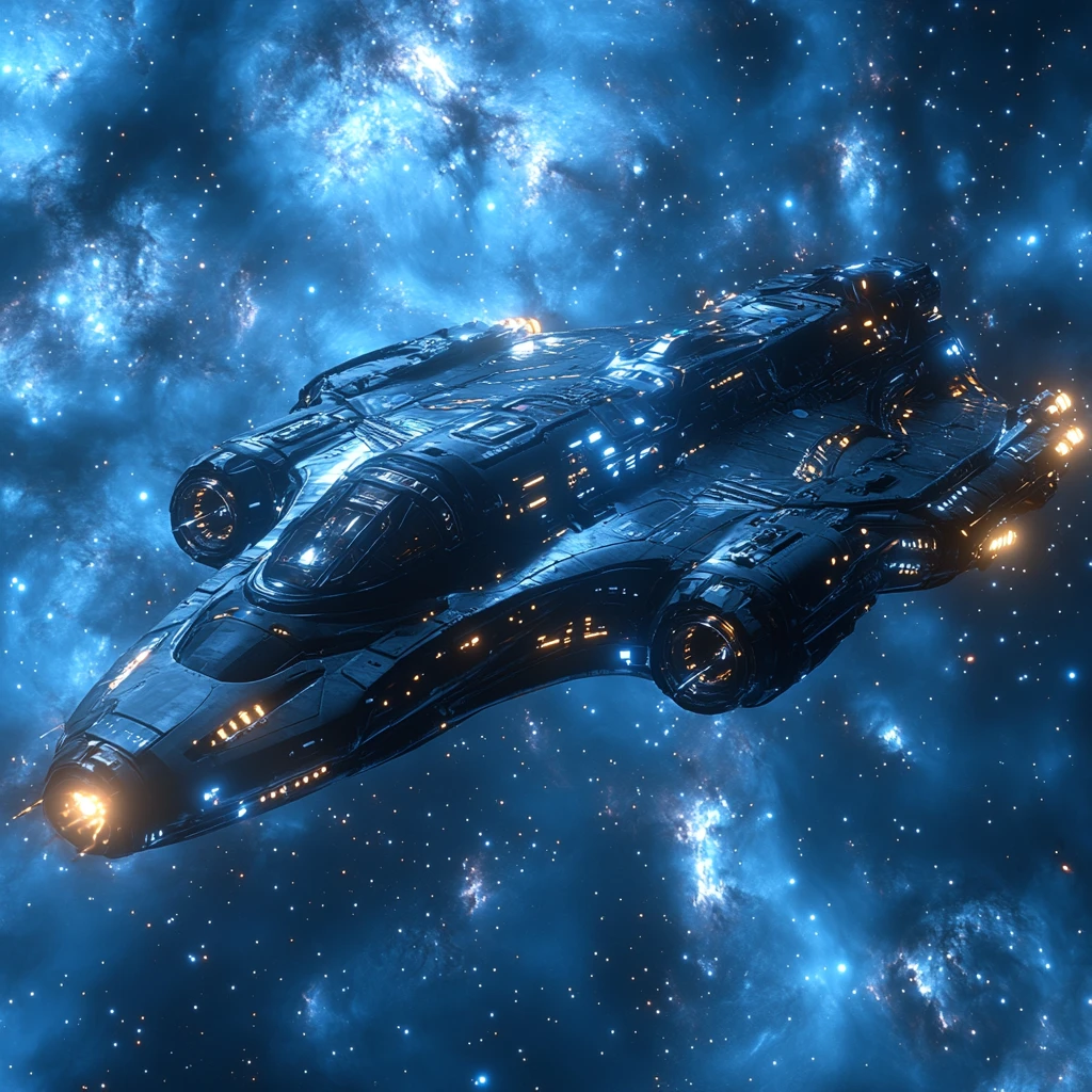 黑色蓝色金属飞船