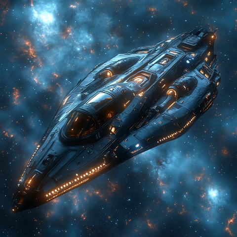 黑色蓝色金属飞船