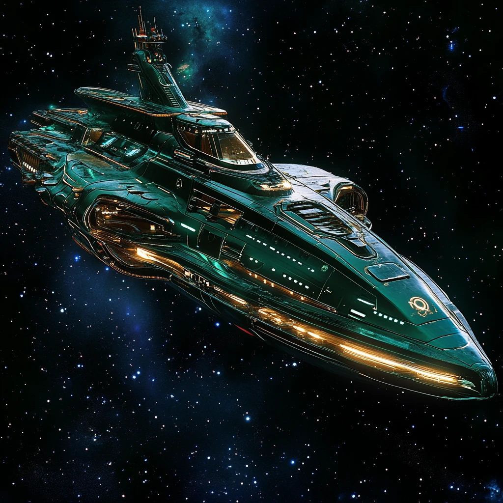 绿色蓝色太空船