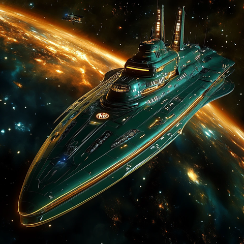 绿色蓝色太空船