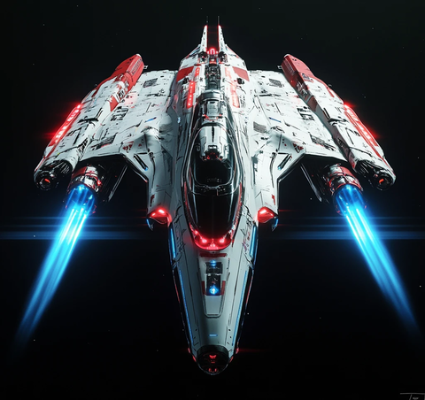 红色飞船与角色