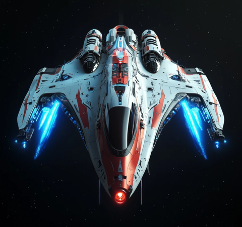 红色飞船与角色