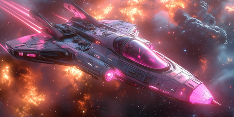 紫色飞船太空视图