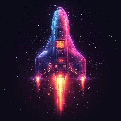 紫色简约太空船