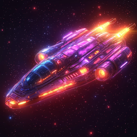 紫色简约太空船