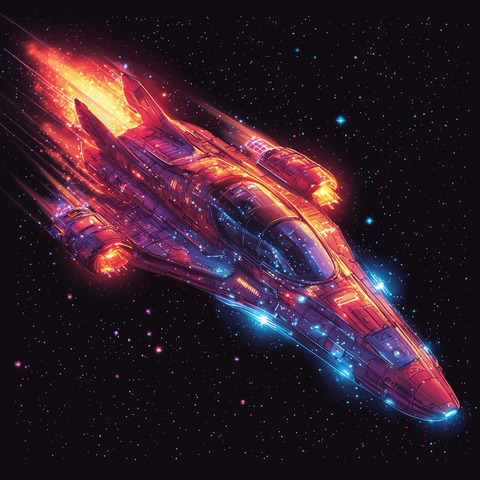 紫色简约太空船