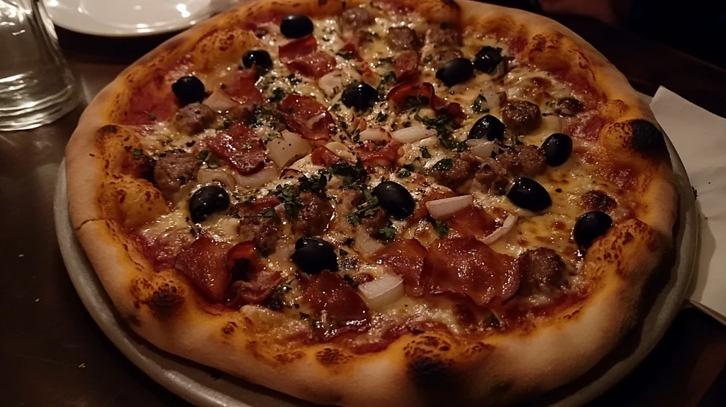 黑松露火腿披萨一角