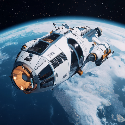 蓝色太空船悬浮