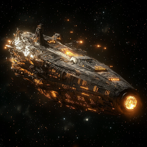 巨舰穿越星际残骸