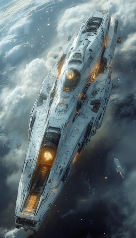 蓝色白色太空船