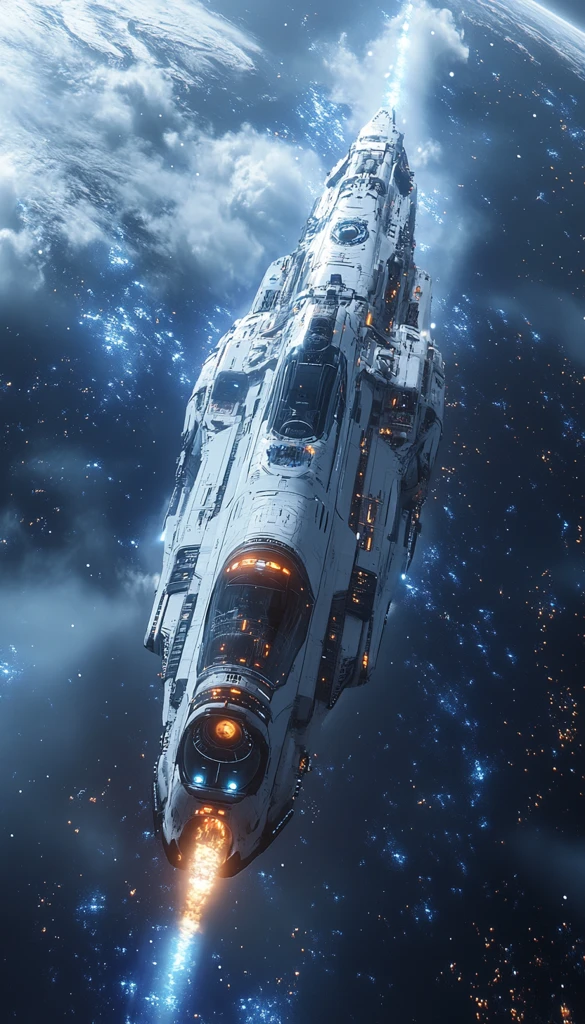 蓝色白色太空船