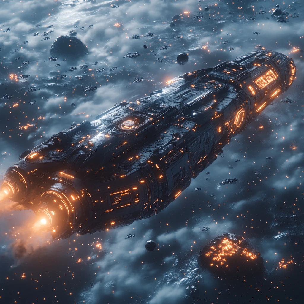 货运飞船穿越陨石带