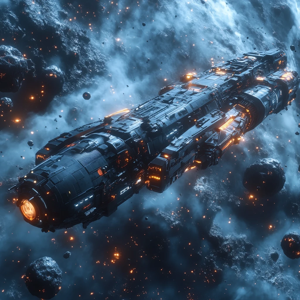 货运飞船穿越陨石带