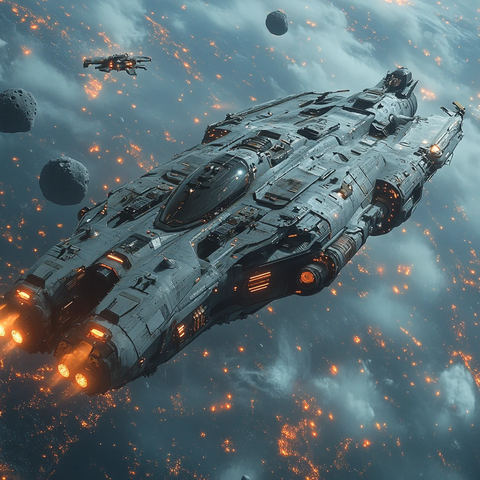 货运飞船穿越陨石带