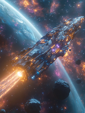 太空舰队穿越陨石带