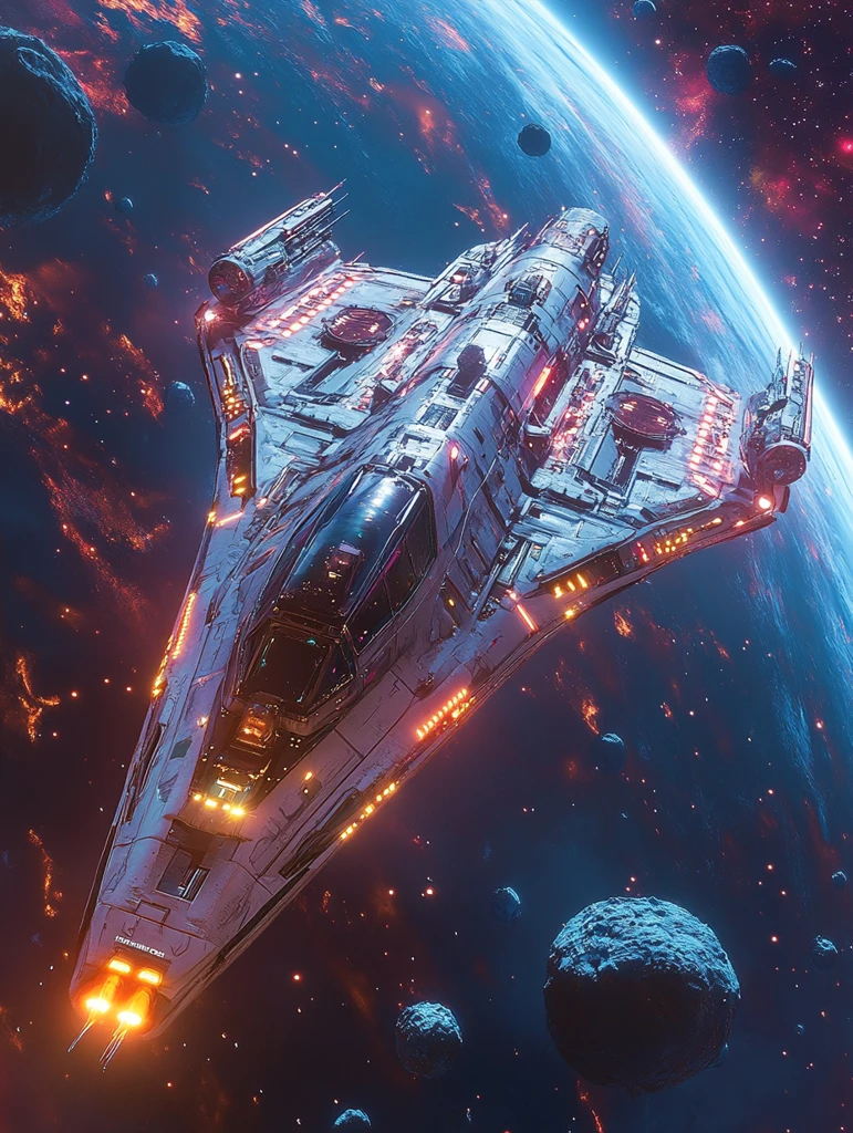 太空舰队穿越陨石带