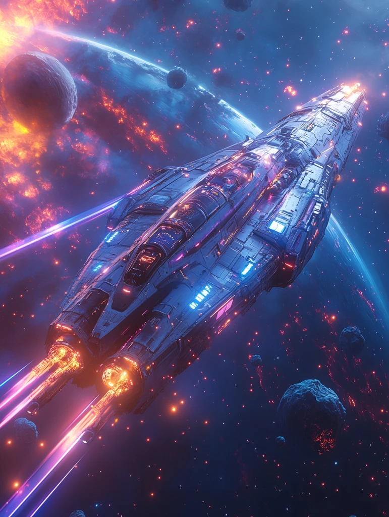 太空舰队穿越陨石带