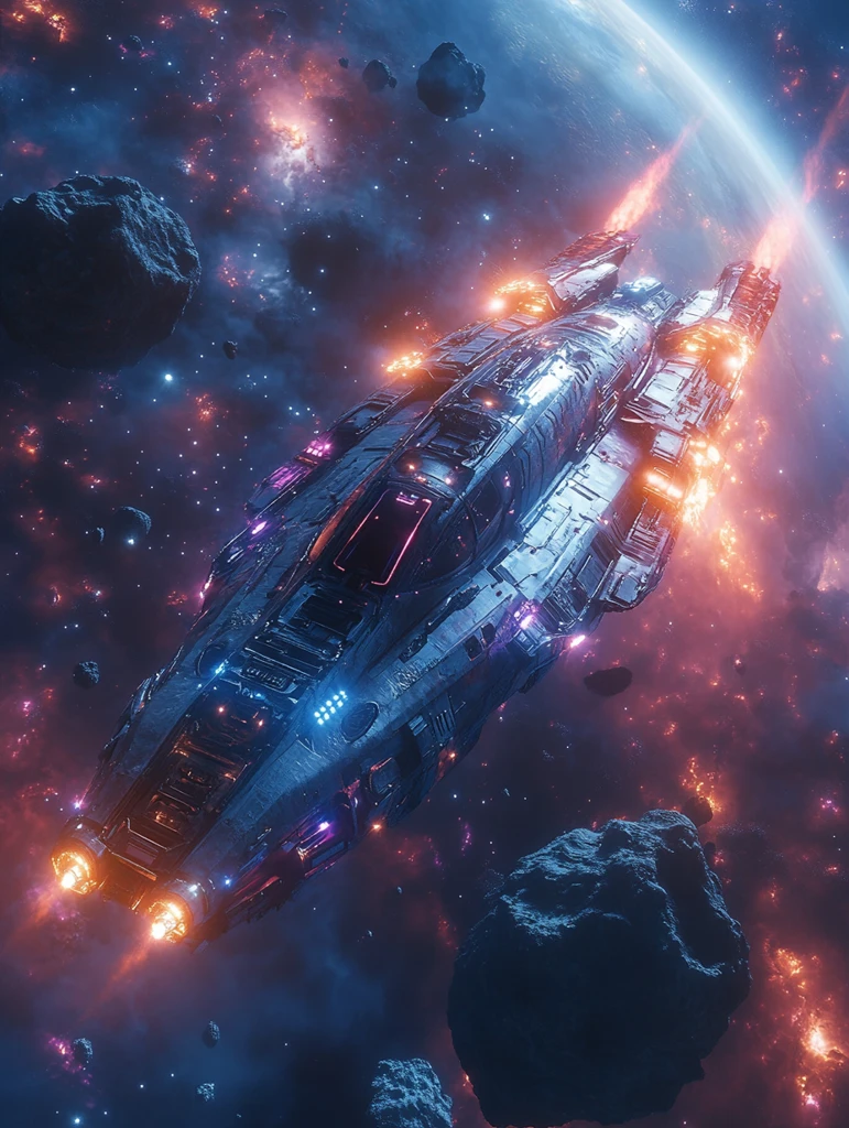 太空舰队穿越陨石带