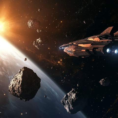 太空飞船与小行星