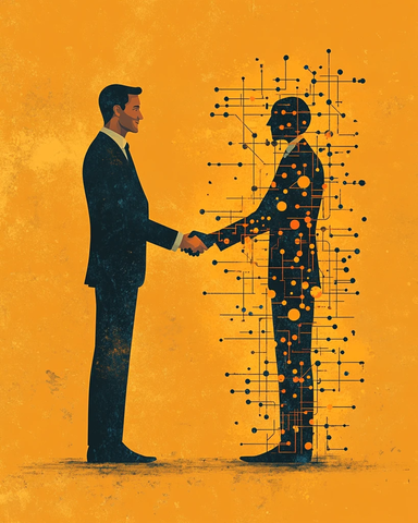 职业与数字形象握手