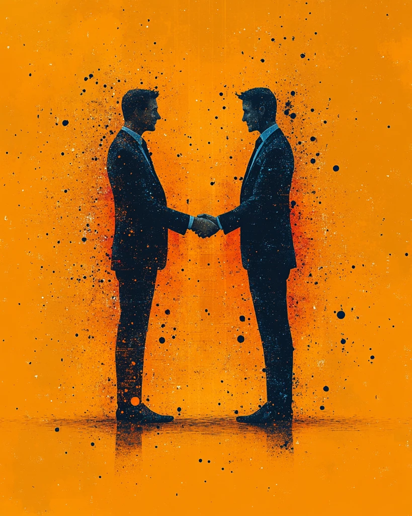 职业与数字形象握手