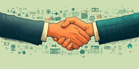 银行合作握手图