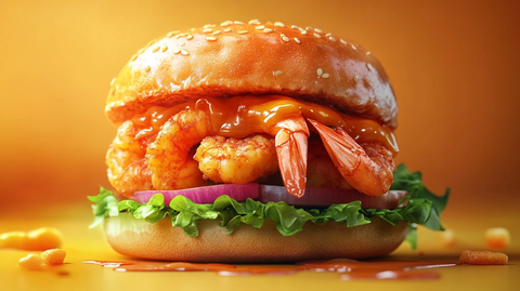 鸡翅鲜虾堡美食