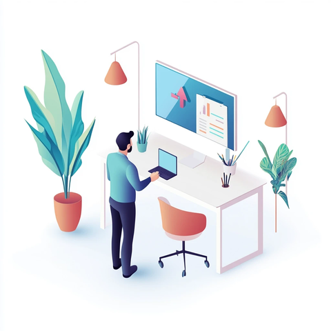 办公场景立体插画