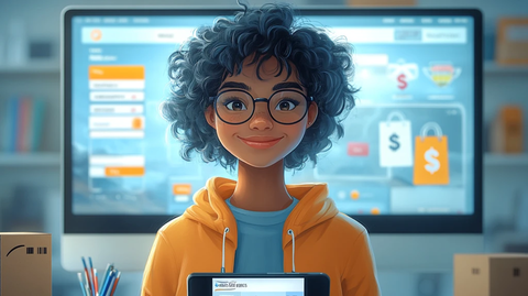 博主电脑前展示收益