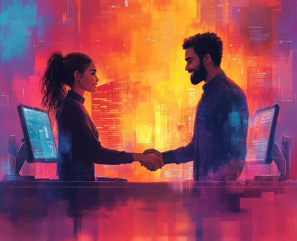 办公桌前握手交流