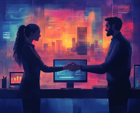 办公桌前握手交流