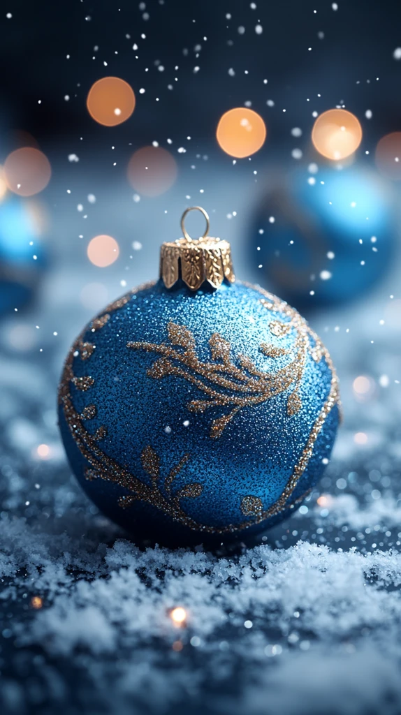 圣诞玻璃球与雪