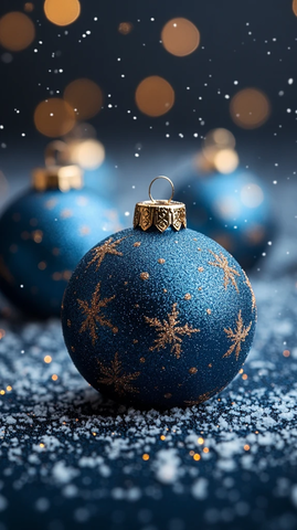 圣诞玻璃球与雪