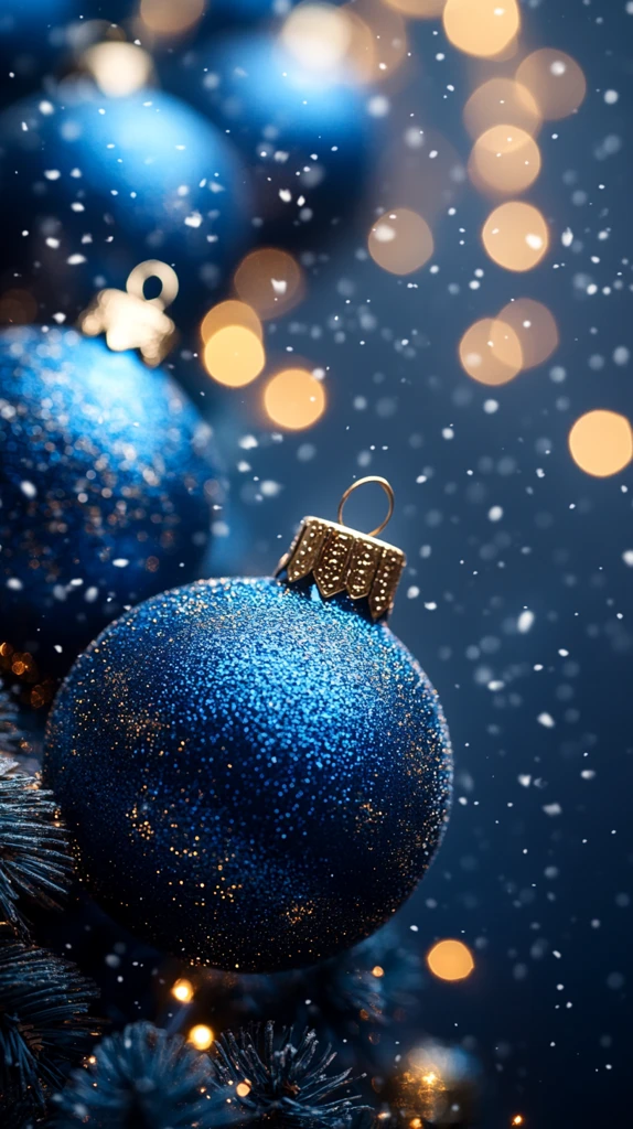 圣诞玻璃球与雪