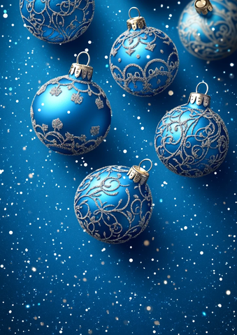 银蓝圣诞挂饰背景