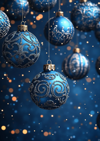 银蓝圣诞挂饰背景