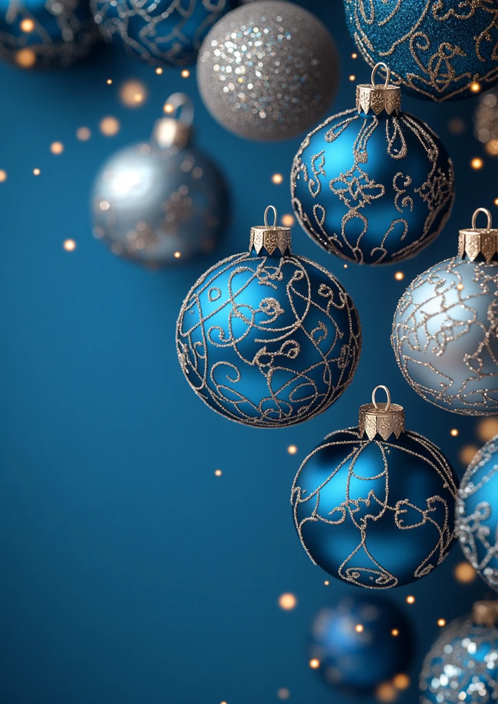 银蓝圣诞挂饰背景