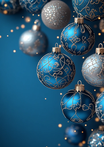 银蓝圣诞挂饰背景