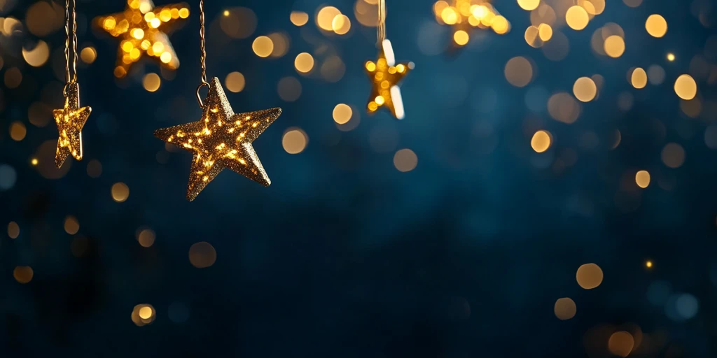 金色星灯悬挂背景