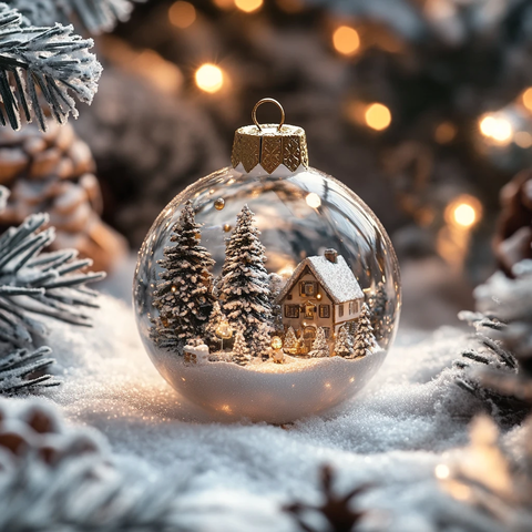 圣诞球中的雪景