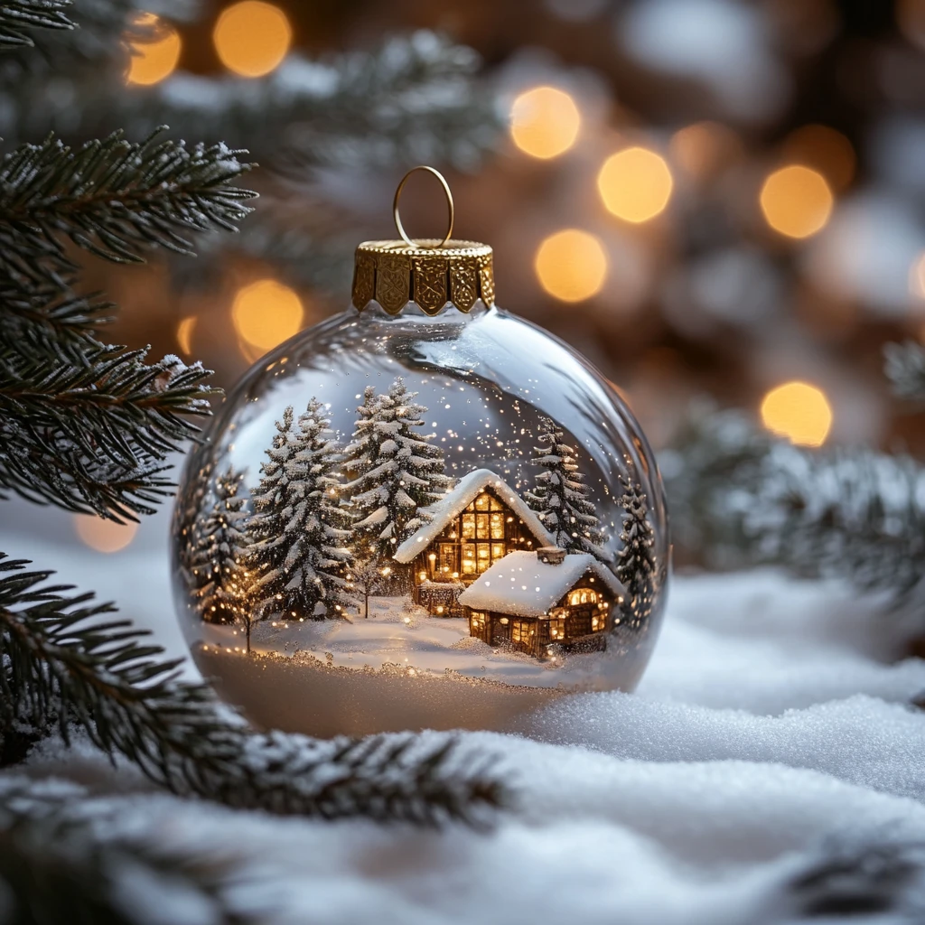 圣诞球中的雪景