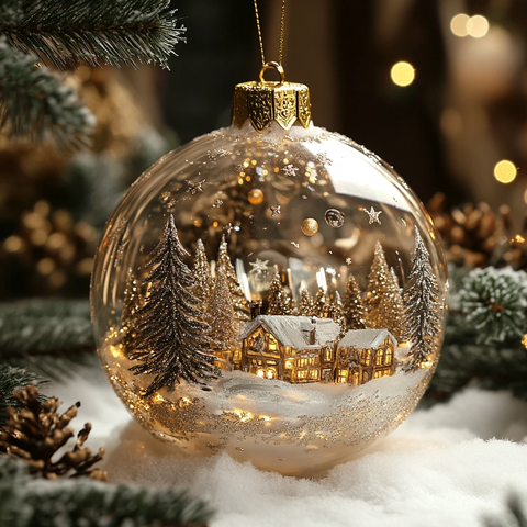 圣诞球中的雪景