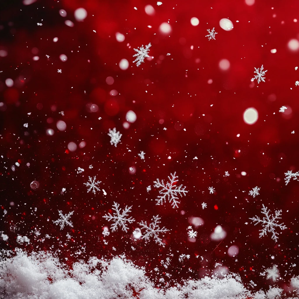 红色背景飘雪