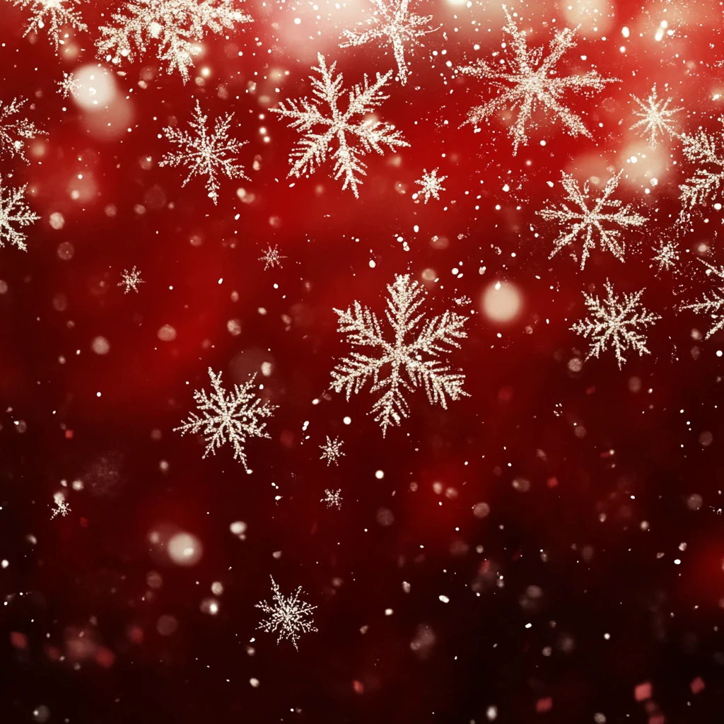 红色背景飘雪