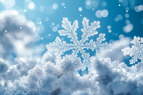 雪片冰晶蓝天背景
