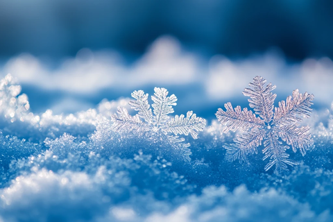 雪片冰晶蓝天背景