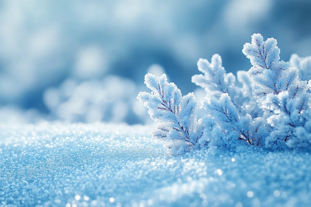 雪片冰晶蓝天背景