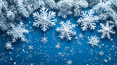 白色雪花蓝色背景