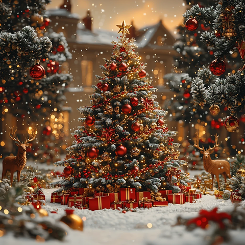 圣诞树礼物铝板画