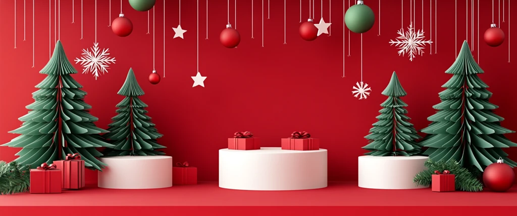 圣诞树与悬挂装饰